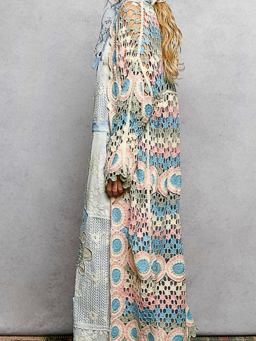 77. LAST 1! Pol COST multicolor long sleeve crochet cardigan - Picture 2 of 2